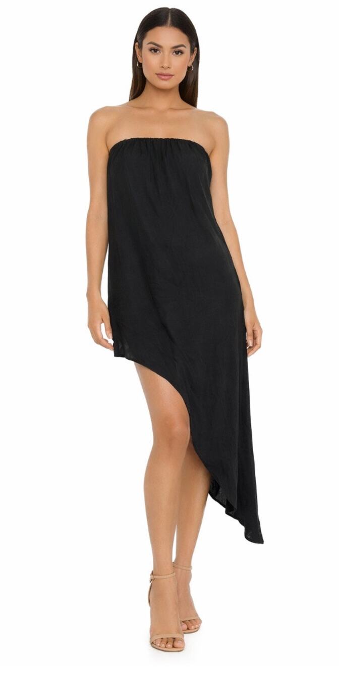 BB Dakota Krystin Asymmetrical Strapless Dress Solid Black Medium Y2k Revival